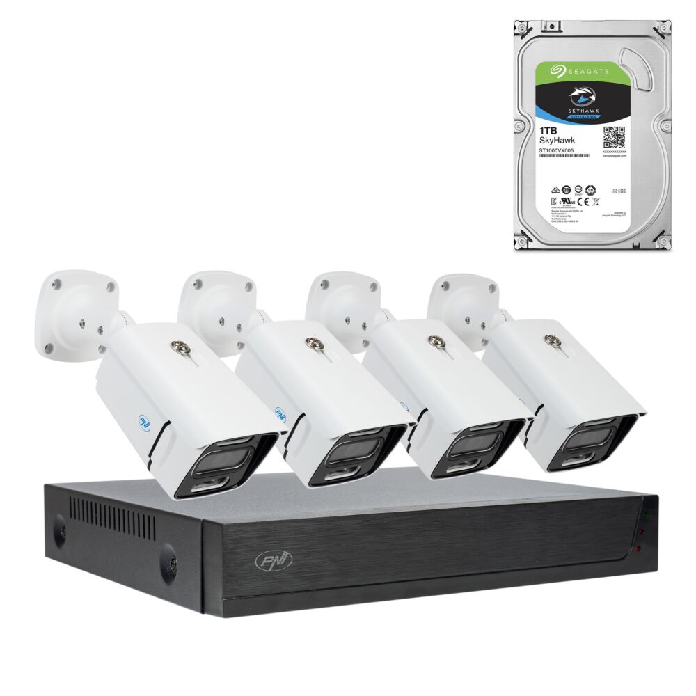 Kit Video Vigilância PoE (Power Over Ethernet) de 4 câmaras de 2.0