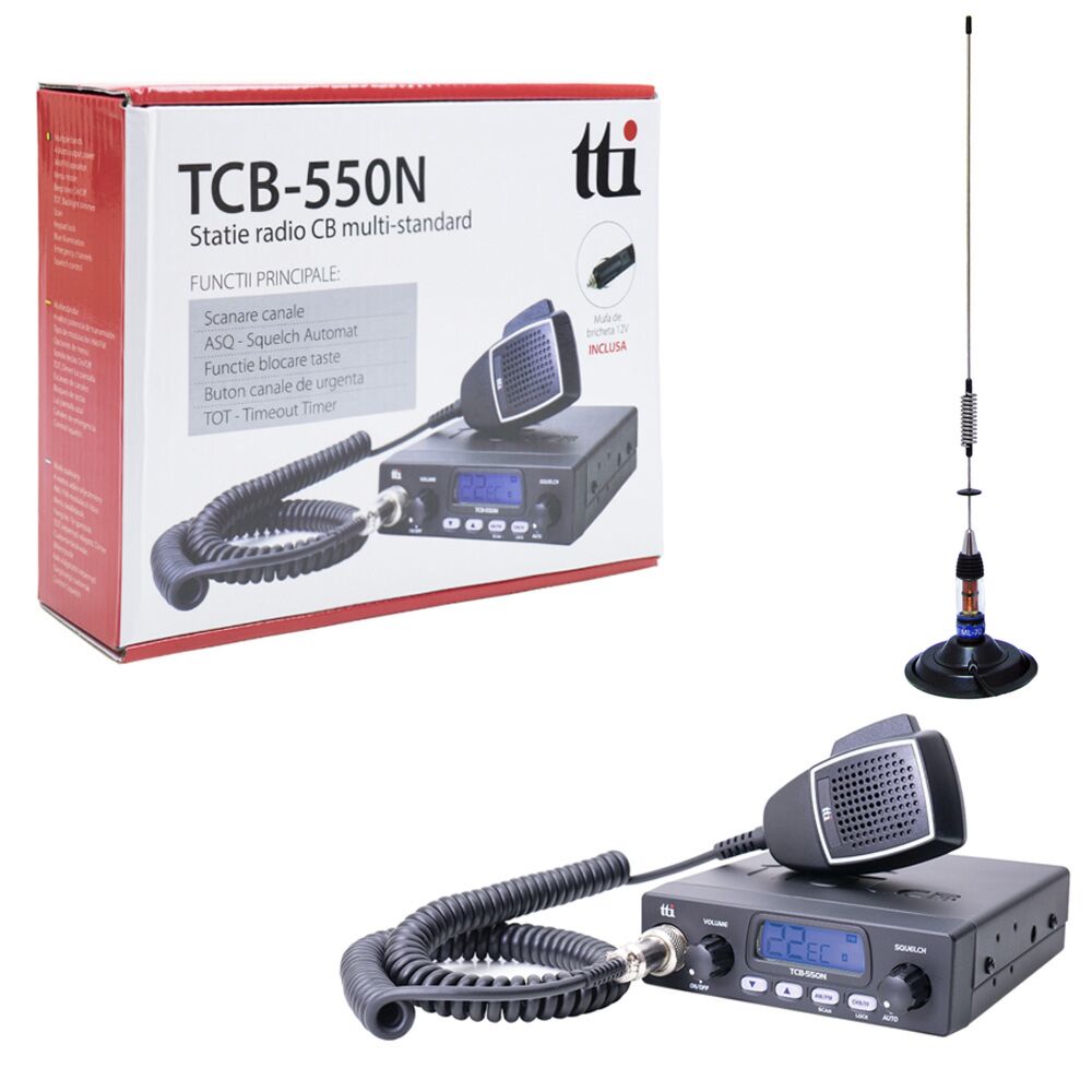 CB TTi TCB-550 EVO radio station package, VOX, Scan, multicolored