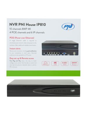 NVR POE PNI Casa IP810 con 10 canales 4K 8MP