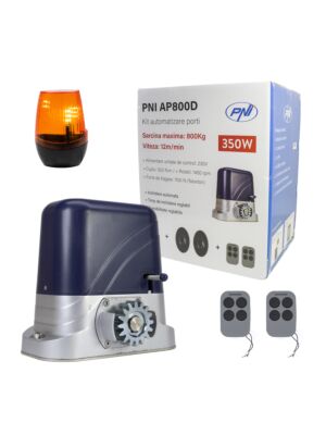 Kit automatismo cancela PNI AP800D, motor, fotocélulas, mando a distancia, lámpara, cancela corredera 230V, 1100 N y 800KG