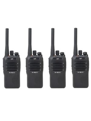 Kit de 4 emisoras de radio portátiles PNI PMR R17 446MHz, 0,5W, 16 canales PMR y 50 tonos CTCSS y 104 DCS, programables, Li-Ion