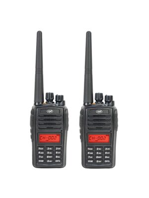 Kit de 2 emisoras de radio portátiles PNI PMR R18, 446MHz, 0,5W, 128 canales, 16 PMR y 50 tonos CTCSS y 104 DCS, radio FM, prog