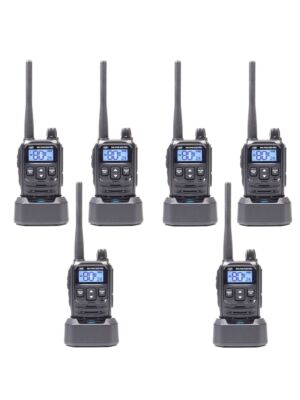 Kit de 6 emisoras de radio portátiles PNI PMR R45 PRO 446MHz, 0,5W, 99 canales programables, 16 PMR y 38 tonos CTCSS y 104 DCS,