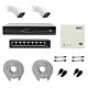 Paquete PNI House IP816 NVR con 2 cámaras PNI IP740 de 4MP, fuente, interruptor, cables, enchufes y divisores